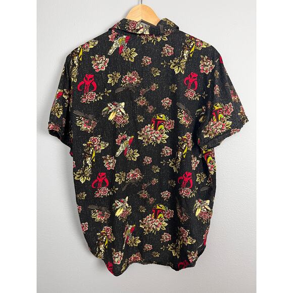 Star Wars Mens M Mandalorian Boba Fett Tropical Resortwear Geek Hawaiian Shirt - Picture 4 of 9